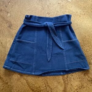 ANTHROPOLOGIE Skies‎ Are Blue navy tie waist circle skater mini skirt